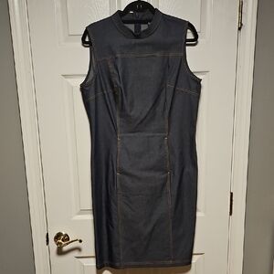 August Silk Sleeveless Denim Sheath Dress